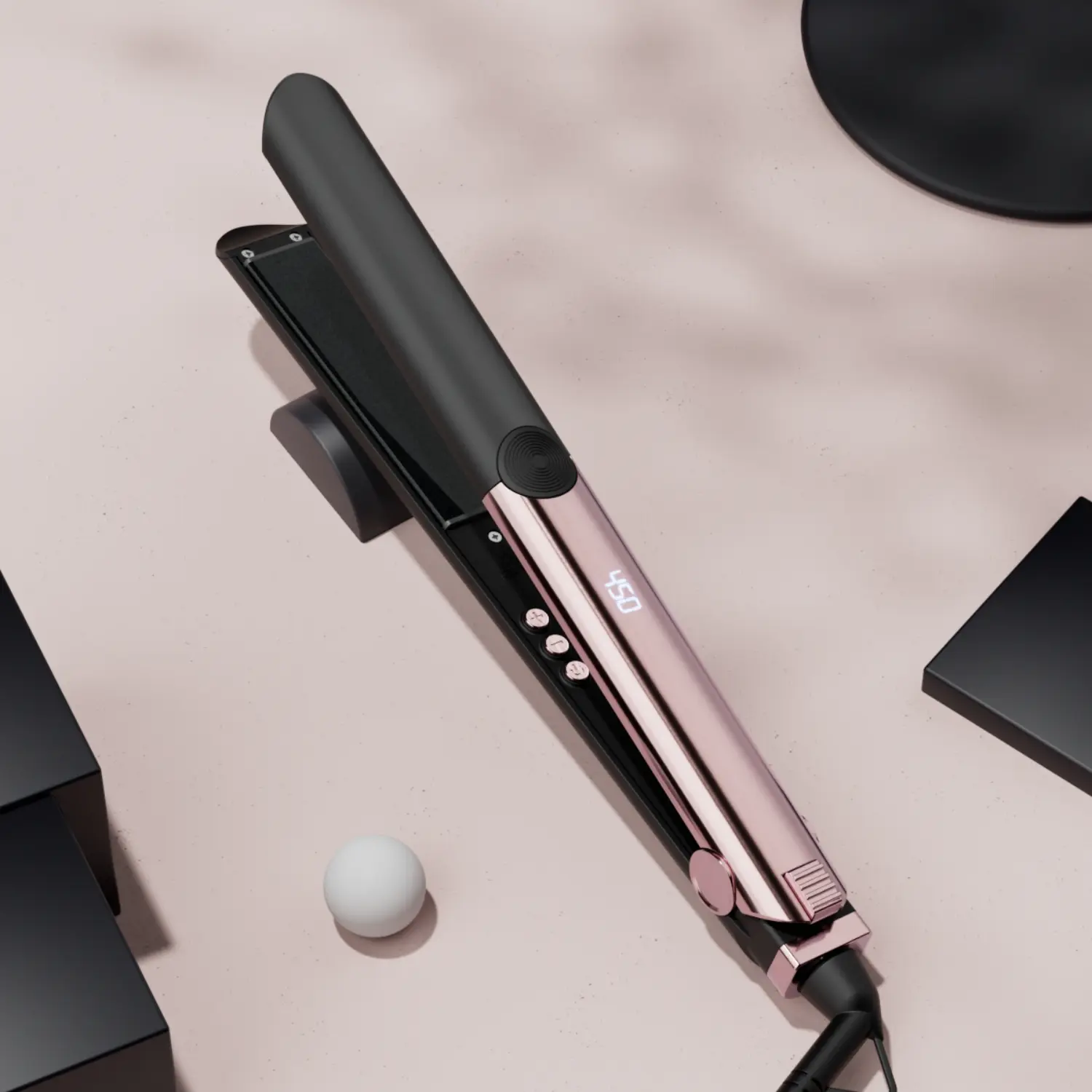 1 inch Hair Straightener lrons with Ceramic 3D Floating Plates, Hair Flat Iron and Curler 2 in 1 with 15 Temps for All Hair Types, Hair Straightener with LCD Display, Dual Voltage, Auto Off, Curling Volumizing Straightening, Gift for Girls Women