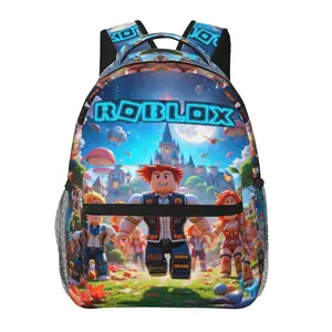 ROBLOX all-over print multi-pocket large-capacity backpack for business trips, camping, and college—cartoon casual merch laptop backpack; gift for women, men, and kids