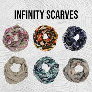 Fall/Winter Infinity Scarf Collection： Modern Geometric Prints, Romantic Floral Designs, and Handcrafted Tie-Dye Infinity Scarves