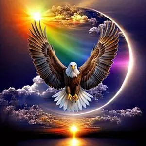 New Arrival DIY 5D Diamond Painting Kit, Eagle Theme Full Drill Mosaic Art, Home Wall Decor Gift, Large Size, Model Xinghao Z204