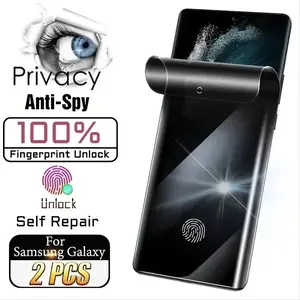 2 pcs Anti Spy Hydrogel Film For Samsung Galaxy S26 Ultra Edge S25 FE S24 S23 S22 S20 S21 Ultra Plus S21 FE S20 Screen Protector On Samsung A07 A17 A16 A26 A36 A56 A15 A25 A35 A55 Soft Privacy Hydrogel Screen Protector Film