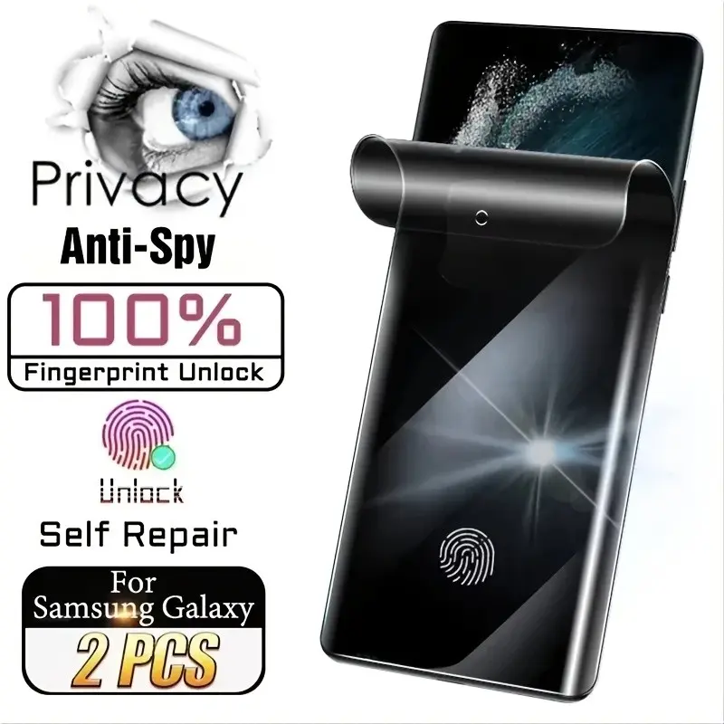 2 pcs Anti Spy Hydrogel Film, Privacy Screen Guard For Samsung Galaxy S26 Ultra Edge S25 FE S24 S23 S22 S21 Ultra Plus S21 FE Smartphone Screen Protector On Samsung A07 A17 A26 A36 A56 A15 A25 A35 Privacy Hydrogel Screen Protector Film