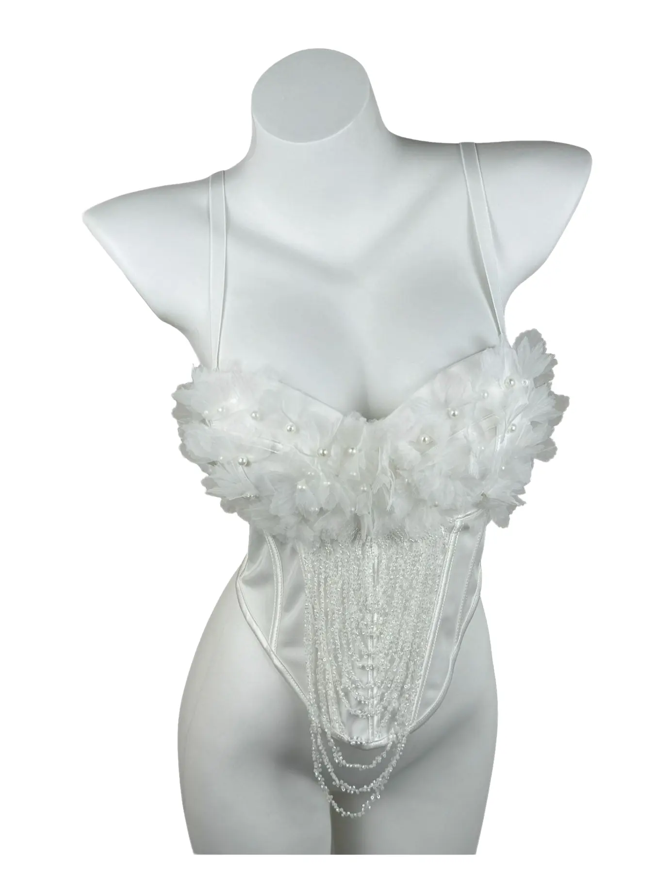 3D Flower Pearl Corset Top: Fairycore Ballet Vibes for Summer Daily Outfits Womenswear