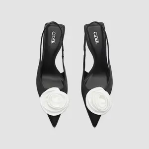 Cider [3 colors, size 6-11] ROSE SATIN SLINGBACK HEELS