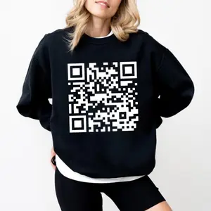 Funny FU QR Code Men's Sweatshirt, QR Code Sweatshirt, Gift For Her, Gift For Him, Classic Fabric Top Clothing Comfort Crewneck