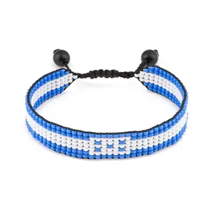 Honduras Flag Bracelet: Handmade Bracelet, Adjustable Beaded Wristband