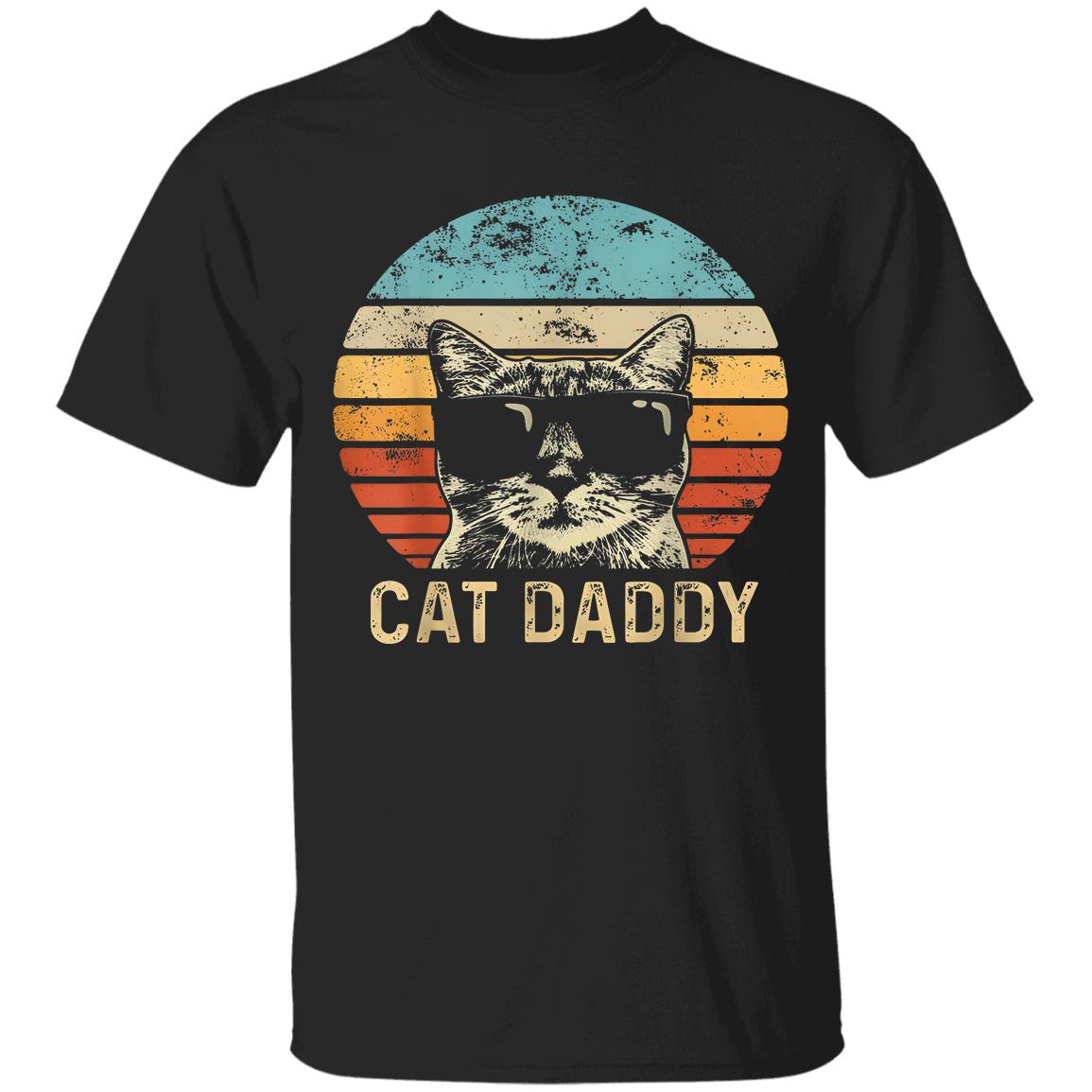 Cool Cat Daddy T-Shirt – Retro $unglassesss Cat Graphic Tee, Funny Gift for Men, Women & Kids, Vintage Style Cat Lover T-Shirt