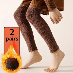Super Warm Over-the-Knee Leg Warmers | 2-Pack Unisex Thickened Plush, Cold-Proof Energy-Saving Gear