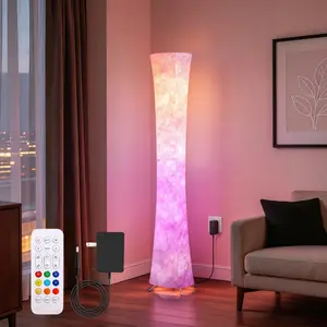 1pc Round Smart Floor Lamp, Modern RGB Corner Lamp with Tyvek Fabric, Music Sync, Remote Control, LED Floor Lamp for Living Room, Bedroom & Office Decor, Holiday Birthday Gift, Christmas Decoration