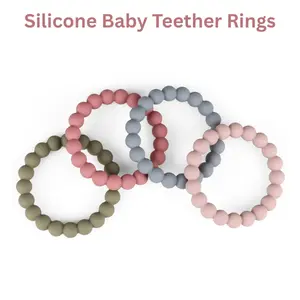 Silicone Baby Teether Rings for Babies 3M+, BPA Free Teething Bracelets Birthday Gift Father Day Gift