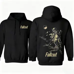 Fallout-style gaming apparel – 100% cotton hoodie featuring vintage atomic wasteland graphics and post-apocalyptic streetwear elements, perfect for Y2K, rap, concerts, Halloween, gothic, retro, and streetwear styles.