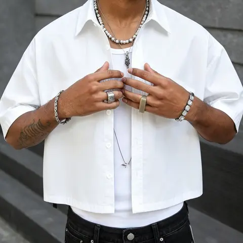 Men's Casual Shirt, Collared, Casual Commuter Style, Basic Solid Color, Unique Box Fit Short Sleeve, Lightweight Breathable Fabric, Casual Fit Comfy, Streetwear Layering Essential