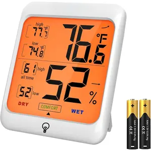 TP53 Digital Hygrometer Indoor Thermometer for , Temperature Humidity Sensor with Comfort  & Max Min Records, Backlight Display Room Thermometer Humidity Meter, LCD