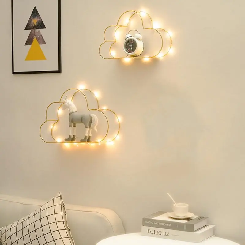 Ins Home Wall Decoration Cloud Shape Decor Shelf Potted Ornament Storage Holder Rack Girl Bedroom DIY Wall Art Display Storage