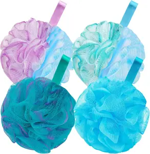 Soft Mesh Bath Loofah Set (4pcs, 75g) – Gentle Exfoliating Body & Back Scrubber