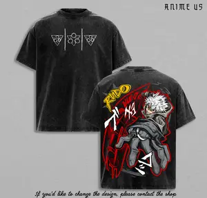 Rudo Gachiakuta Anime T Shirt Survey Corps Graphic Vintage Washed Grey Tee Oversized Manga Streetwear Japanese Anime Fashion Casual Unisex Gift Idea