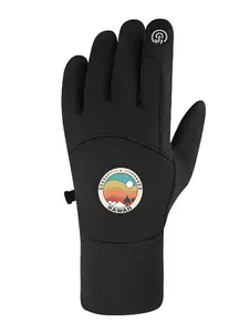 Tropical Hawaii Landscape Circular Badge design Trendy Warm Gloves for Cycling Camping