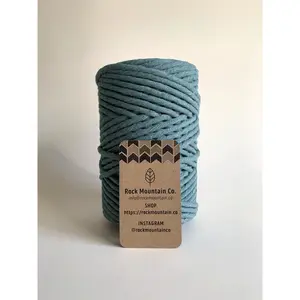 6mm Single Strand Macrame Cord 1 Ply Twisted Cotton Craft Rope - Teal Fiber Art String