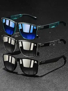 Sports Sunglasses, Square Frame Shape, Retro Outdoor Sports, Suitable for Fishing, Cycling, Skiing, Running, Driving, Rubber Nose Pads, Legs for Slip Resistance