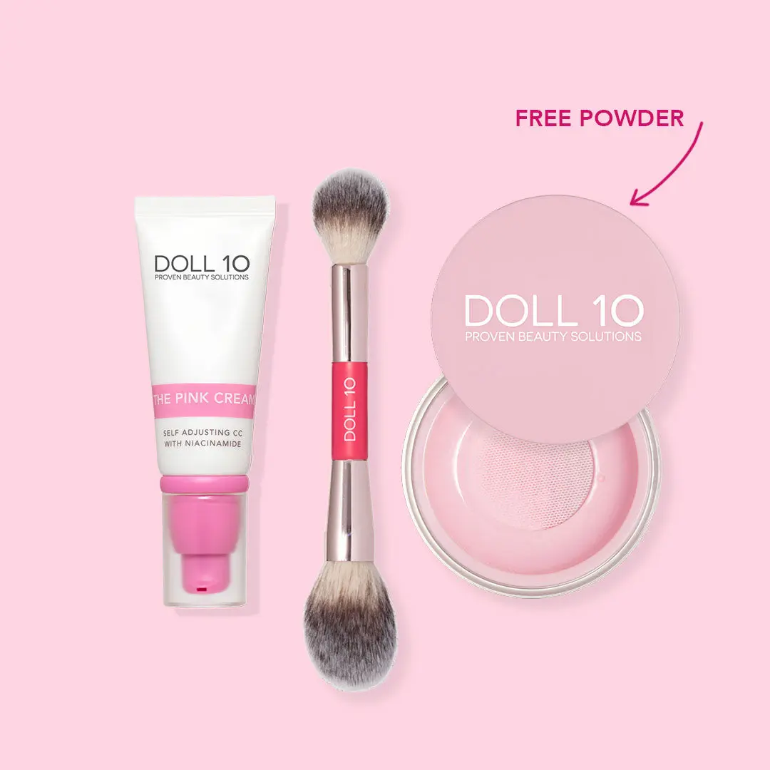Pink Power Brightening Bundle | Pink Cream, Pink Powder, Double-Ended Brush Pink Power Brightening Bundle | Pink Cream, Pink Powder, Double-Ended Brush
