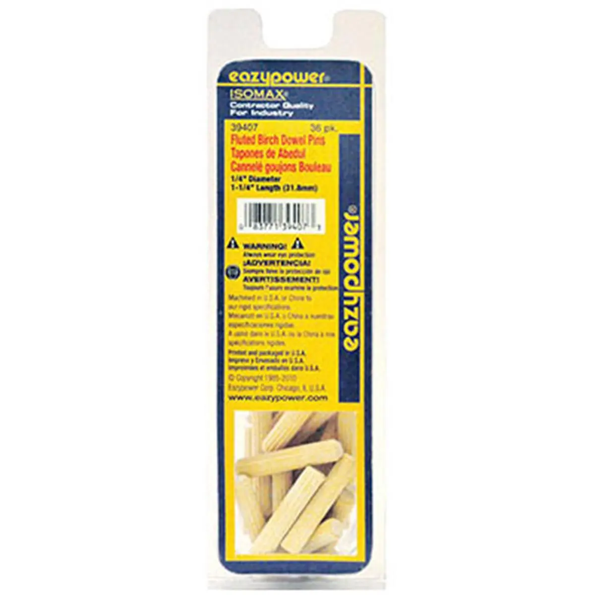 Eazypower Fluted Wood Dowel Pins, 1/4 x 1-1/4 in, 36 Pack for Woodworking and Furniture Joinery Projects, Dimension - 3.5 X 2 X 3.5 In