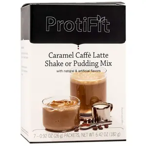 PROTIFIT - High Protein Pudding/Shake Mix, 15g Protein, Low Calorie, Low Fat, Low Carb, Aspartame Free, GLP-1 Compatible, Idea Protein Compatible, Meal Replacement, 7 Servings Per Box (Caramel Caffe Latte)