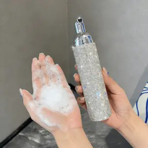 Luxurious Blingbling Pump Bottle Set, 80ML Face Wash Foundation Shampoo Shower Gel Men's Razor Foam Liquid Beauty Bubble Container Soap Dispenser