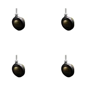 Service Caster SCC-TS01S214-DCR-WA-5161810-4 2.25 in. Swivel Metal & Soft Rubber Tread Ball Caster for Furniture Antique Brass Finish with 0.31 in. 18 TPI x 1 in. Threaded Stem - Set of 4
