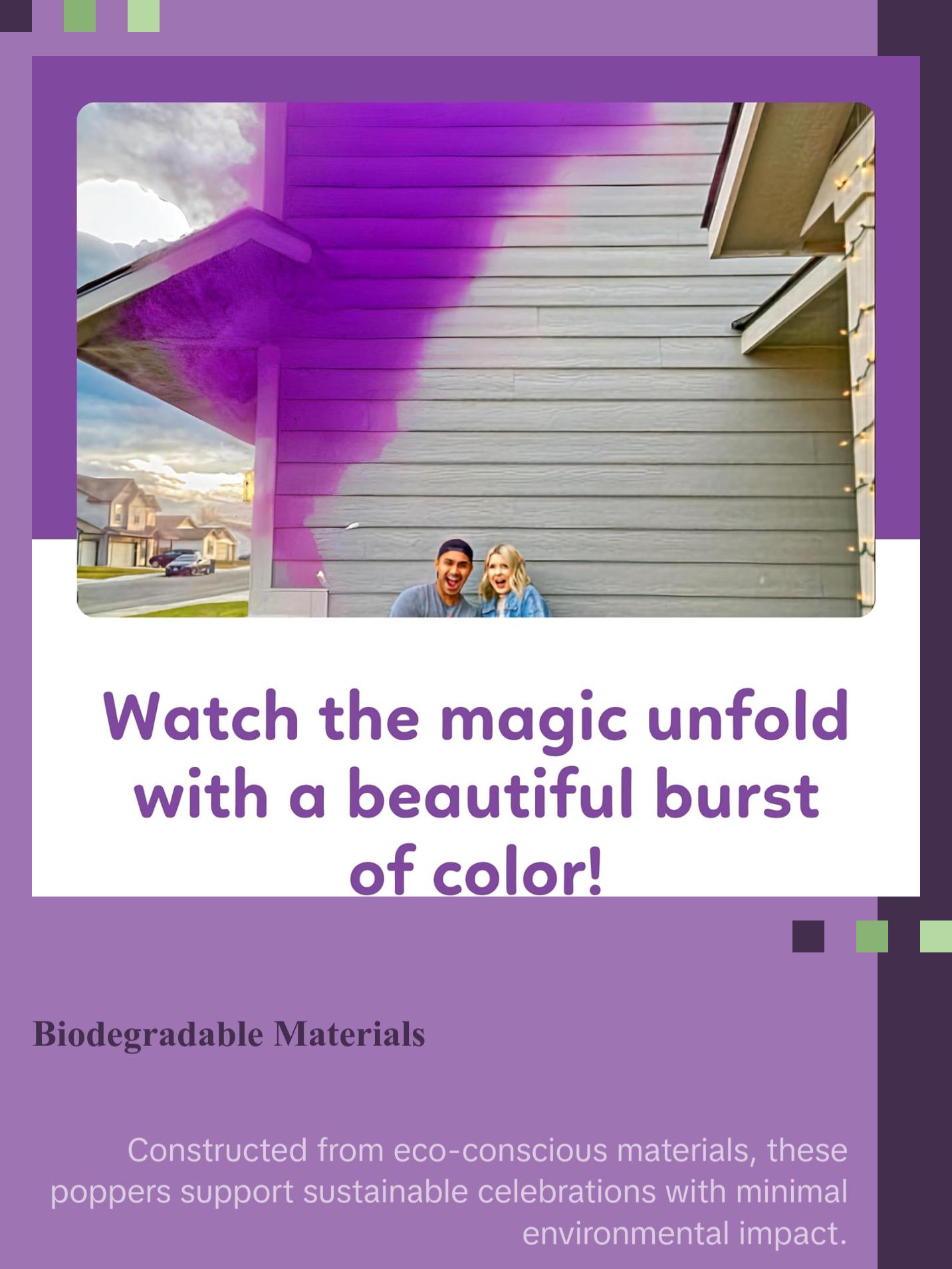 2 Pack Purple Powder Cannon Poppers (12 Inch)