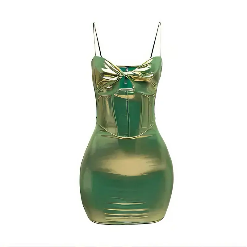Emerald Luxe Metallic Dress - Casual Women's Dress with Bow Detail and Metallic Finish - Womenswear Sleeveless Summer - TikTok Shop Emerald Luxe Metallic Dress - Casual Women's Dress with Bow Detail and Metallic Finish - Womenswear Sleeveless Summer - TikTok Shop