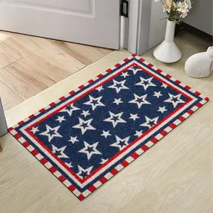 Patriotic American Star Doormat Diatomaceous Earth Welcome Mat with Non Slip Backing Red White Blue Striped Star Design Entry Mat for Indoor Outdoor Use Fourth of July Independence Day Home Decor