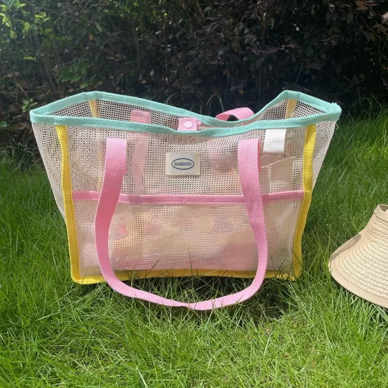 Mesh Beach Bag, 1 Count Large Capacity Travel Toiletry Bag, Waterproof Swimming Bag, Beach Bag for Travel, Swimming, Outdoor, Camping, Hiking