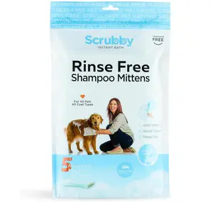 Wipes | Rinse Free Shampoo Mittens | Dogs & Cats | Bath Wipes | Bathing & Washing Pets, Hypoallergenic | No Rinse Wash Mitt | Grooming | Lather Wipe Dry