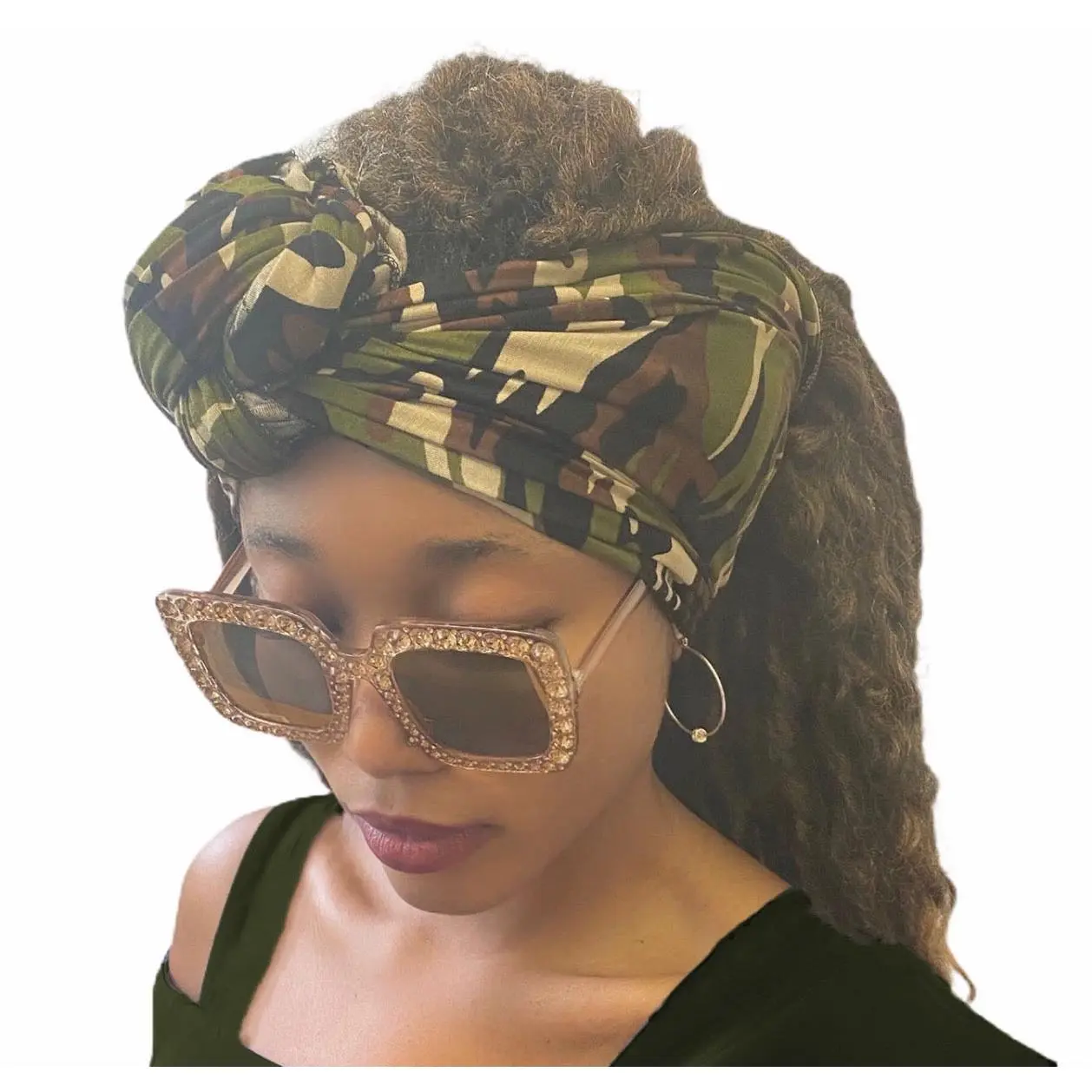 Head Wrap Scarf Turban - army fatigue camouflage