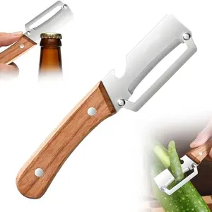2pcs/1pc Vegetable Peeler with Bottle Opener, Stainless Steel Lightweight Kitchen Tool for Fruits, Potatoes, Pumpkins, Two-In-One Design, Peeling
