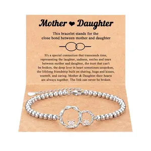 Mother Daughter Gifts, Eternal Love Connected at Heart, Interlocking 2 Circles Bracelet, Mom Gifts, Daughter Gifts, Birthday, Christmas