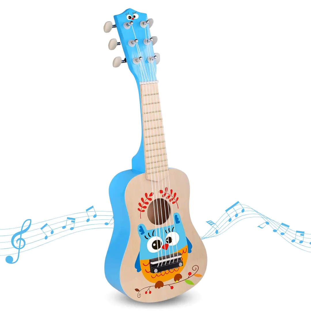 Toysters Wooden Toy Guitar Ukulele with Real Tuning | Colorful Musical Instrument for Toddler Boys and Girls | Fun Interactive Educational Toy Makes a Fantastic Children's Gift