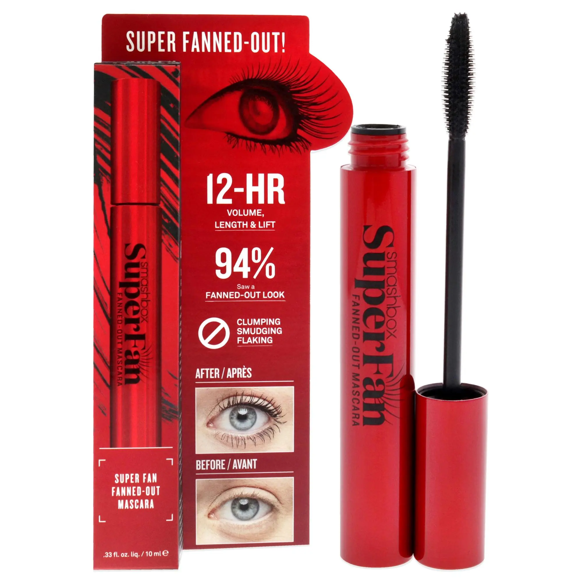 SmashBox Super Fan Mascara - Black, Flawless Makeup for Women's Eyelashes - 0.33 fl oz Single Tube Mascara