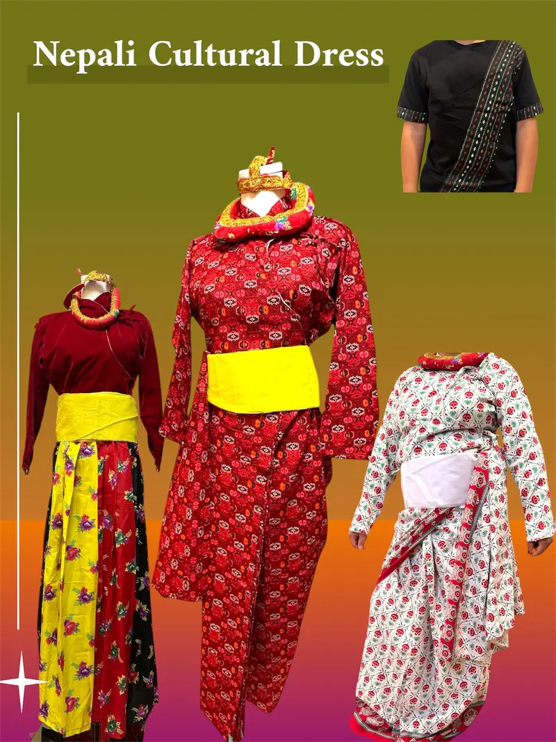 Nepali Gunyo Cholo Traditional Cultural Dress for Women and Girls Perfect for Festivals Special Occasions