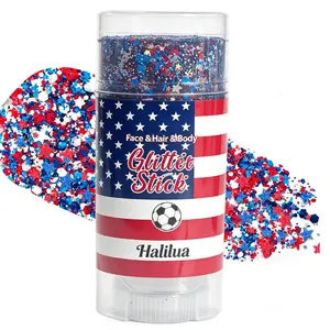 Self-Adhesive Red White & Blue Glitter Stick, Patriotic Body Makeup Glitter for Independence Day, Sports Games, Ideal Gift for Festive Occasions,summervibes