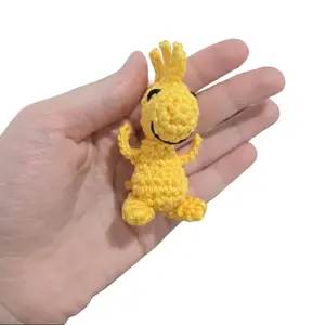 Handmade Crochet Yellow Bird Keychain for Friends Beautiful Cotton Gift Unique Crafted Accessory