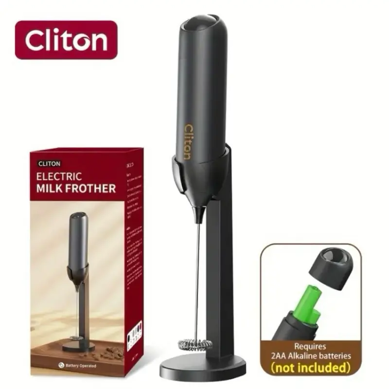Cliton Electric Milk Frother with High Power Whisk Attachment for Efficient Frothing of Coffee and Drinks