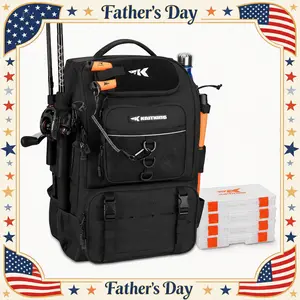 KastKing Karryall 40L Fishing Tackle Backpack with 4 Tackle Boxes | Multi-Functional Fishing Bag with Rod Holders | Waterproof & Durable Storage for Fishing & Camping | SummerVibes Edition
