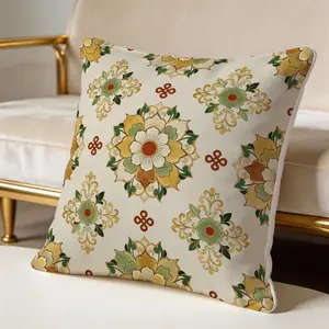 1 Piece Watercolor Landscape Checkered Throw Pillow, HD Digital Printed Cushion, Soft Cozy Accent Pillow for Sofa, Chair and Bedroom Decor with Invisible Zipper, Non-Fading