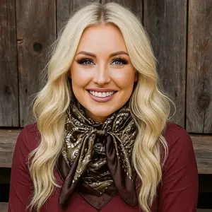 35X35" Sage and Brown Floral Paisley Wild Rag / Scarf WR3385