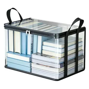Large Clear Plastic Storage Box with Hinged Lid Heavy Duty Durable High Capacity Storage Bin Organizer for Home Camping Moving Attic