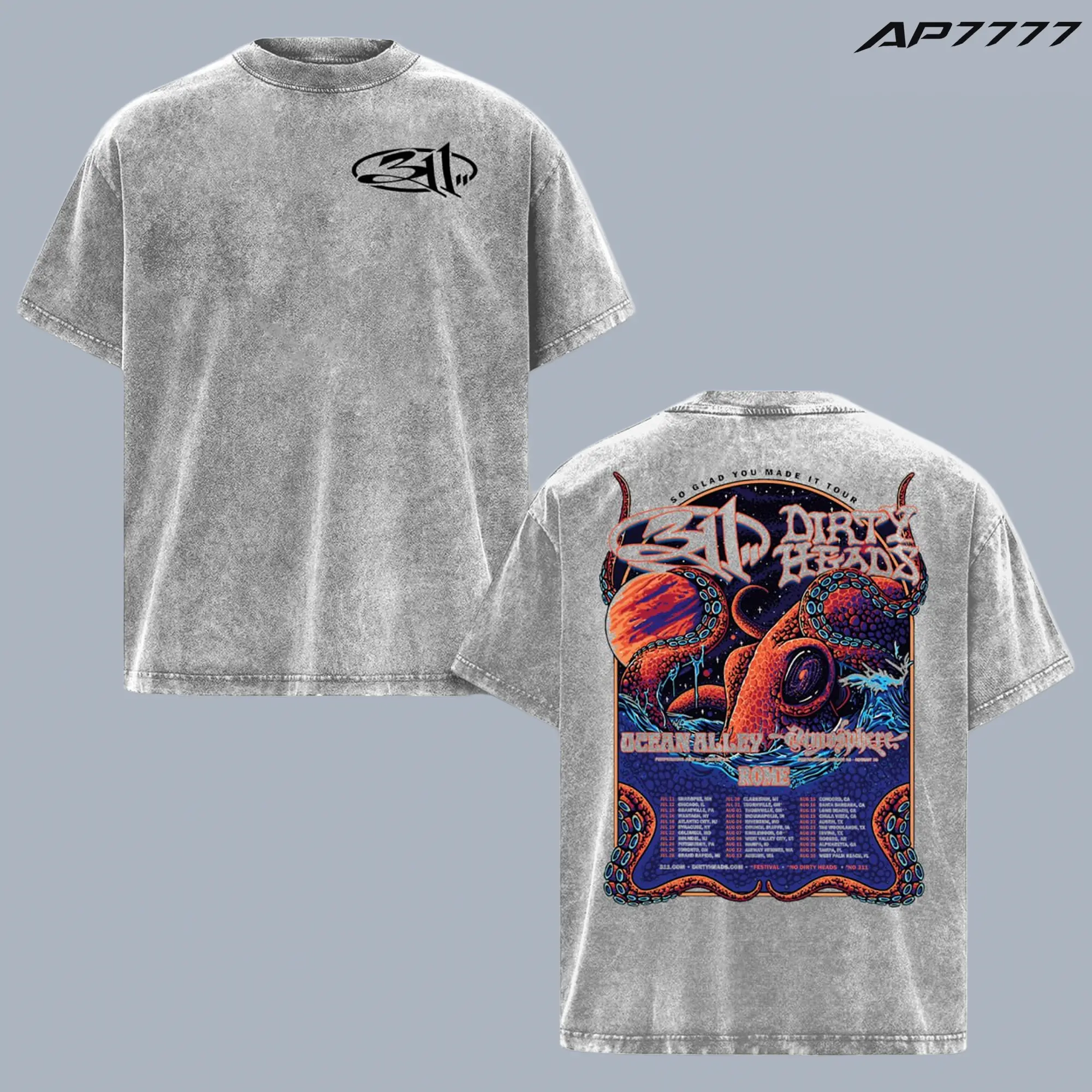 311 Dirty Heads Tour 2026 T-Shirt, So Glad You Made It Tour Shirt, Ocean Beach Summer Concert Tee, Vintage Washed Double Sided Graphic T-Shirt, Retro Rock Reggae Band Merch, Heavyweight Unisex Gift