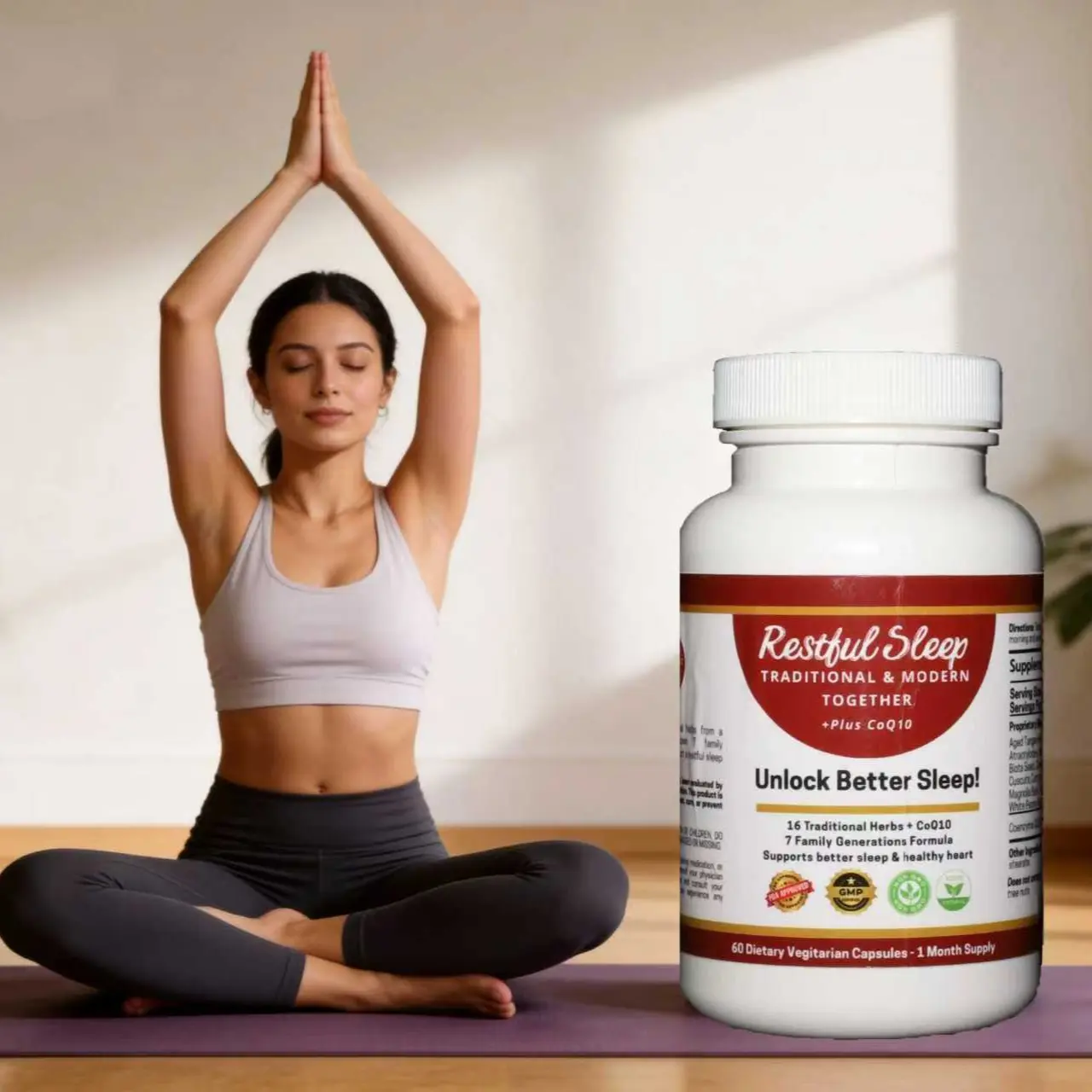 Relax & Sleep Herbal Capsules with CoQ10 | Calm Mood Support, Night Wellness, Deep Rest Formula, Non-GMO, Gluten Free, 60 Capsules