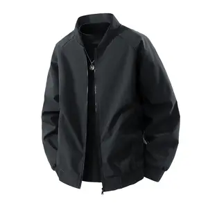 Men's Black Bomber cool Jacket Trendy Baseball Jersey Design Fashionable Comfortable Windproof Warm Lightweight Top Sports Solid Color Outerwear Perfect for Casual Street Style Everyday Wear Gift night