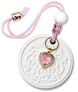 Más Amor Por Favor 18k Gold-Plated Heart-Shaped Pendant with Pink Crystal & Clear CZ Melee Diamonds Eco-Friendly Reusable Diffuser for Car
